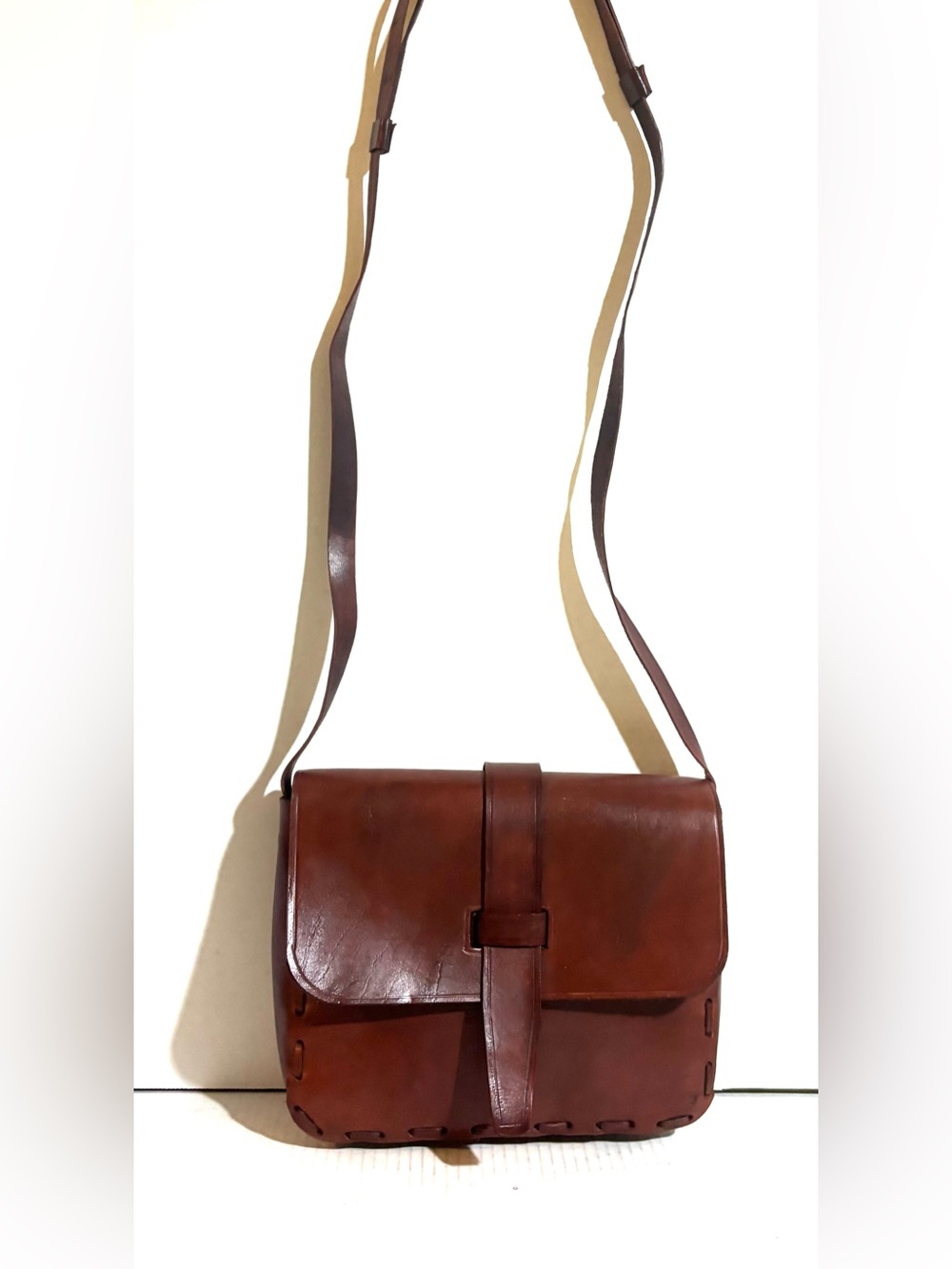 Handmade unisex Classic Brown Leather Crossbody Bag